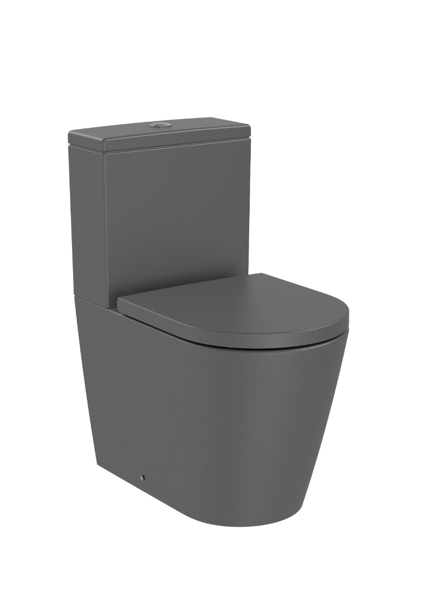 ROUND - Back to wall vitreous china close-coupled Rimless WC with dual outlet ONYX