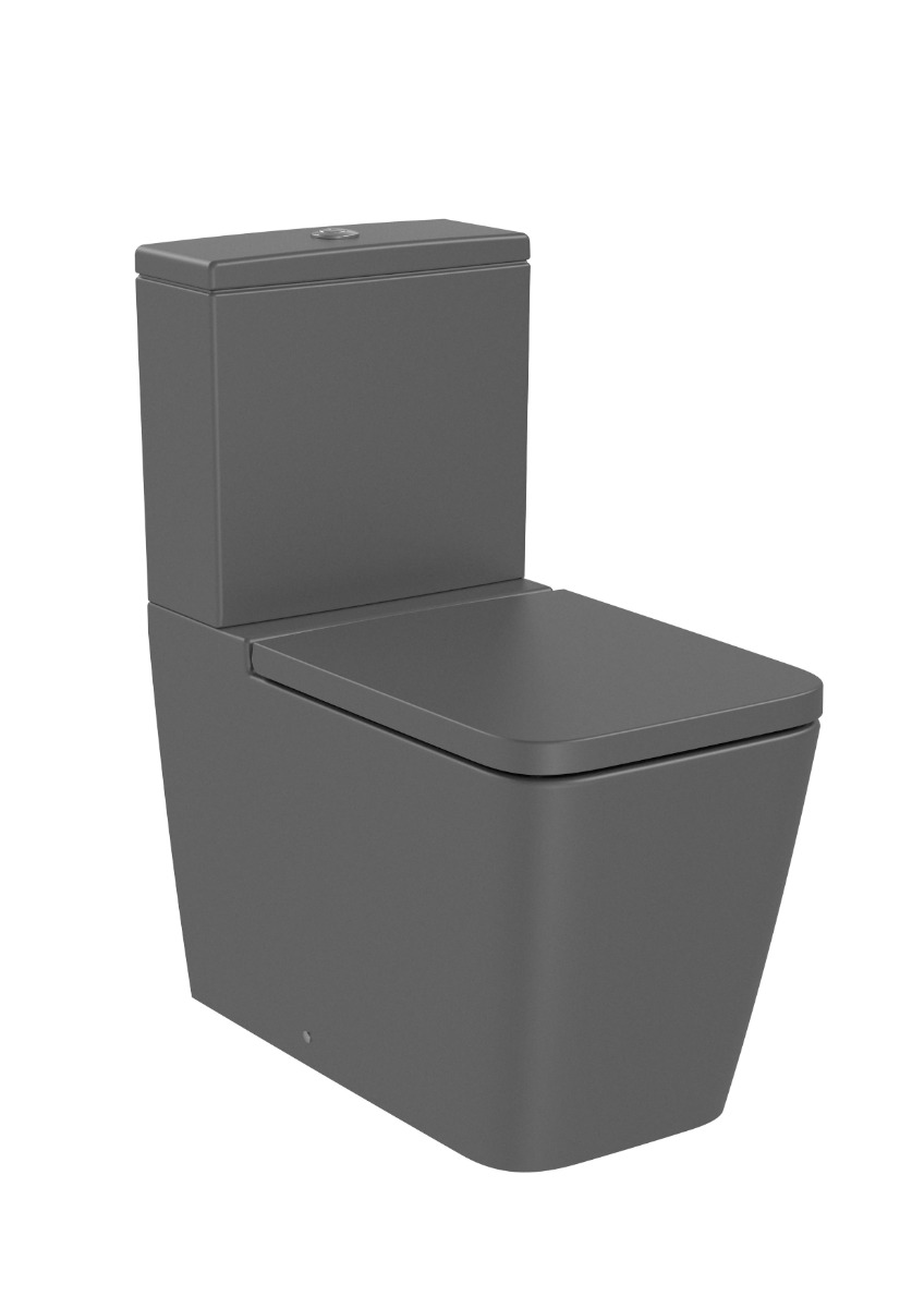 SQUARE - Back to wall vitreous china close-coupled Rimless WC with dual outlet ONYX