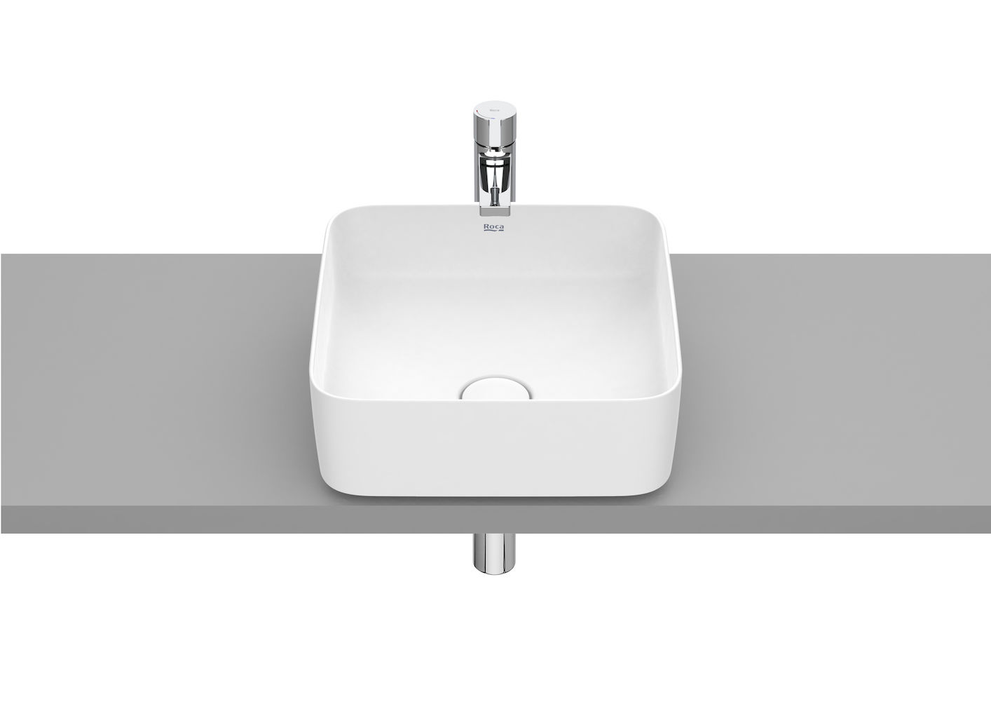 SQUARE - Over countertop FINECERAMIC® basin-Matte White 370 x 370 x 140 mm