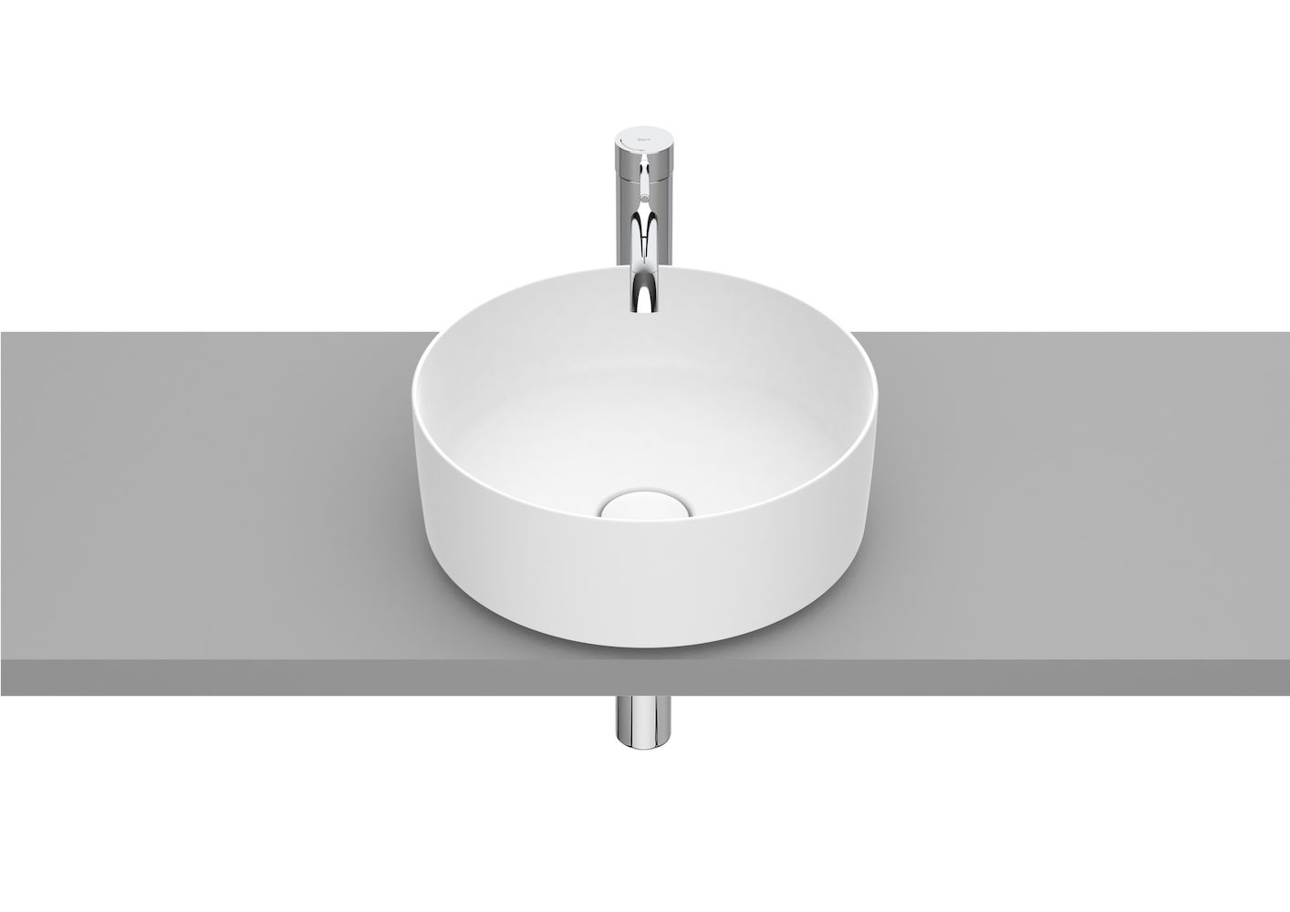 ROUND - Over countertop FINECERAMIC® basin-Matte White 370 x 370 x 140 mm
