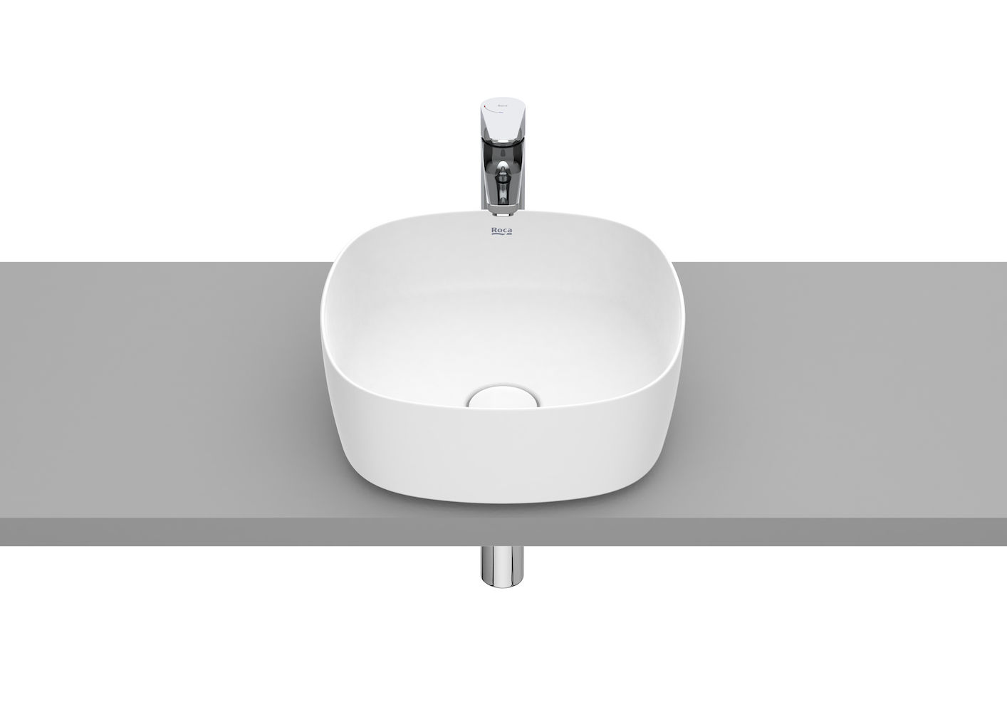 SOFT - Over countertop FINECERAMIC® basin-Matte White 370 x 370 x 140 mm