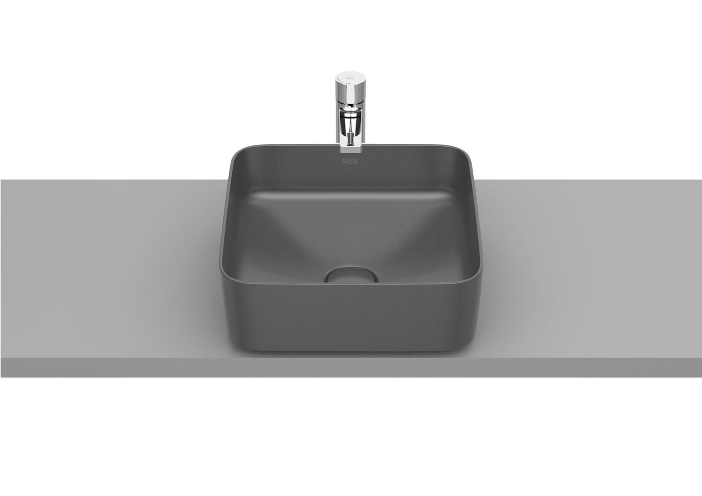 SQUARE - Over countertop FINECERAMIC® basin-ONYX 370 x 370 x 140 mm