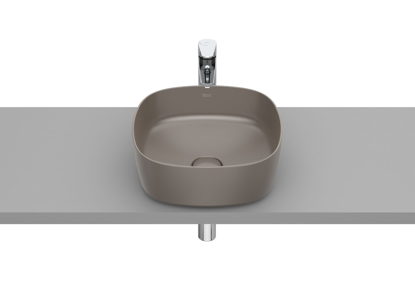 SOFT - Over countertop FINECERAMIC® basin-COFFEE 370 x 370 x 140 mm