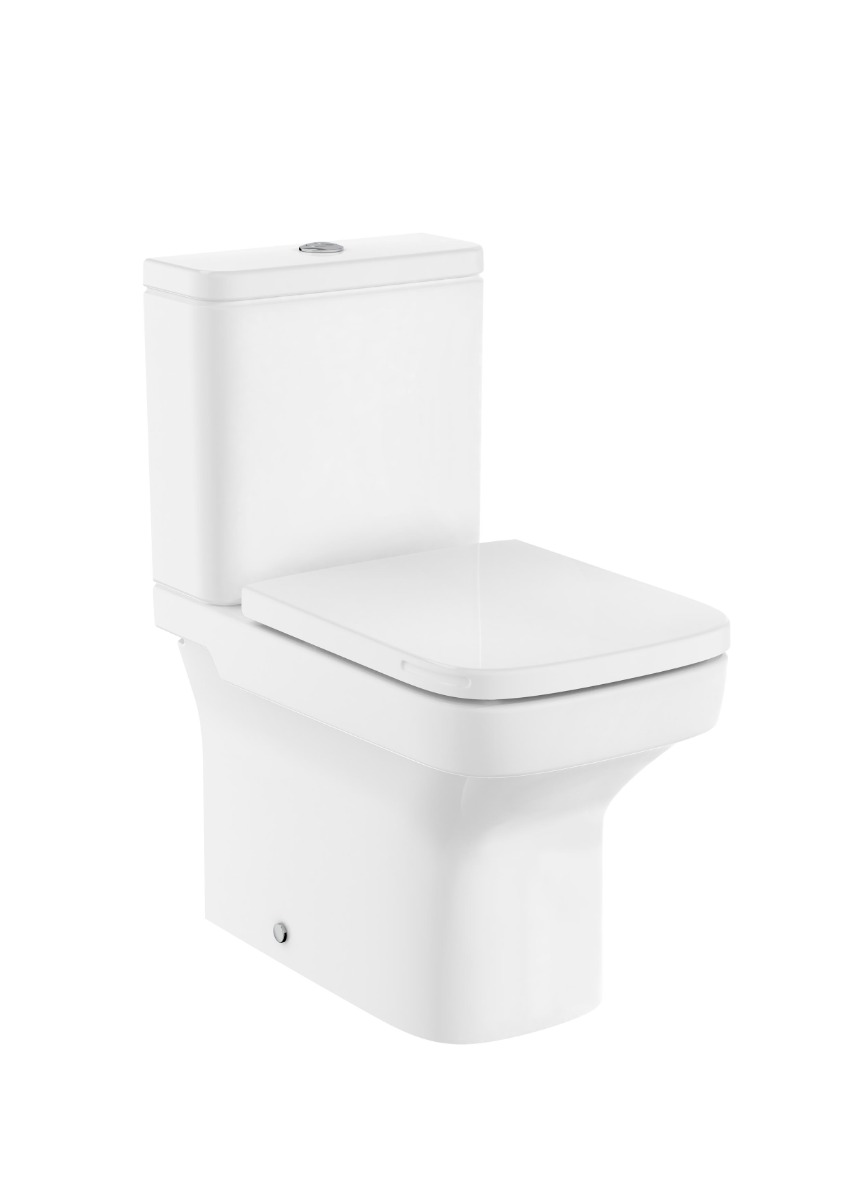 Close-coupled compact toilet Rimless