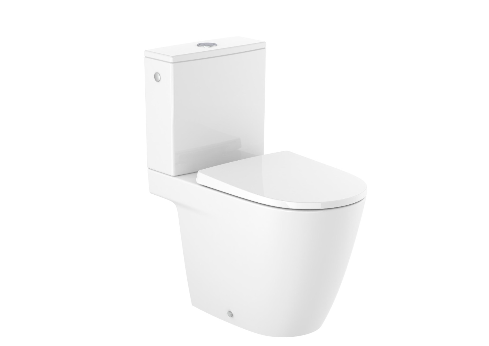 Vitreous china close-coupled Rimless toilet with dual outlet WHITE