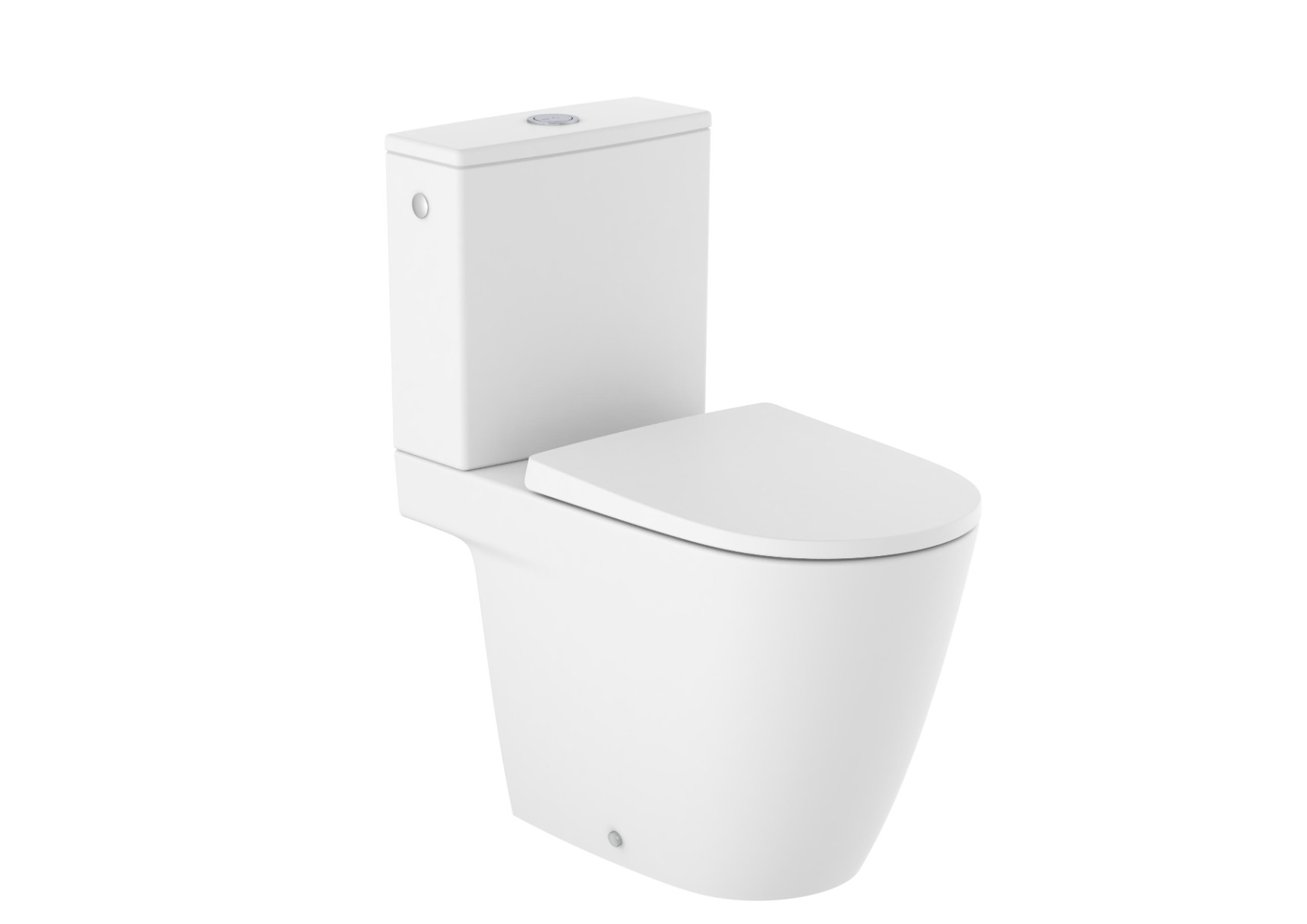Vitreous china close-coupled Rimless toilet with dual outlet MATT WHITE