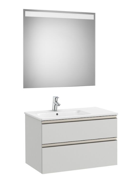 Pack (base unit with two drawers, left hand basin and LED mirror)-ARCTIC GREY