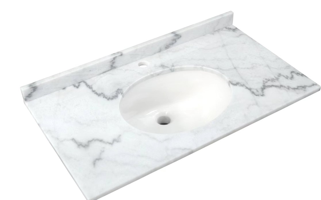 RAK-Washington Marble Countertop with drop in basin 800 1TH White