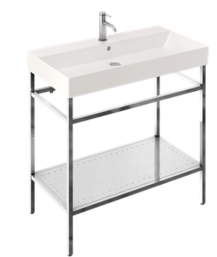 Shoreditch Frame 850mm Furniture Stand and Basin-Polished Stainless Steel with 1 tap hole 