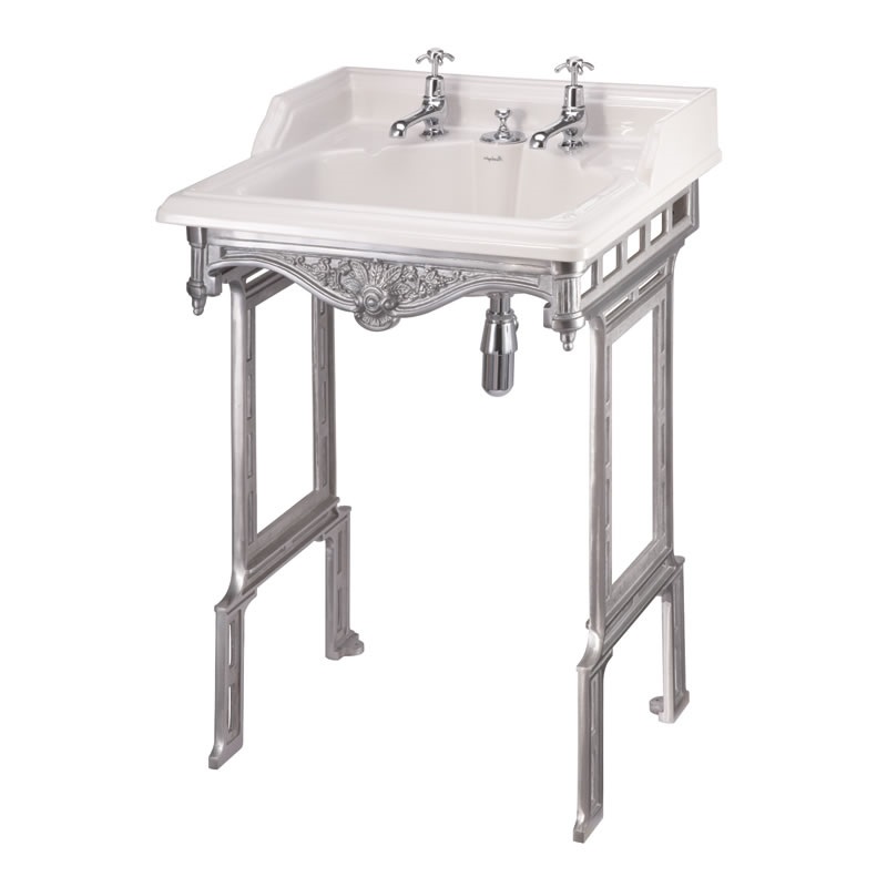 Classic 650mm Basin with Invisible Overflow & Brushed Aluminium Basin Stand