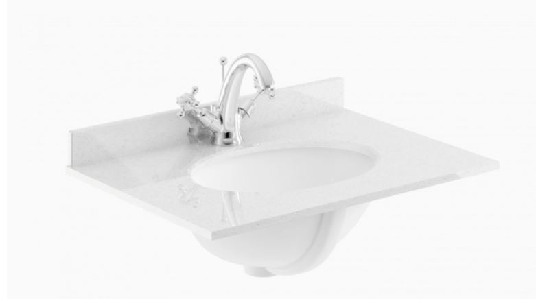 600MM Single Bowl 1 Tap Hole White Marble 