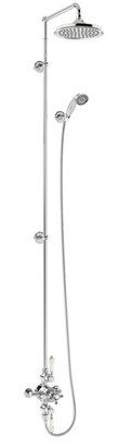 Avon - Thermostatic Exposed Shower Valve Dual Outlet,Extended Rigid Riser, Swivel Shower Arm, Handset & Holder with Hose with Rose-with Black accent and 12" Rose