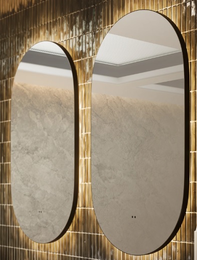Arcane Pill Illuminated Frame Bathroom Mirror 90 X 50cm- Brushed Brass