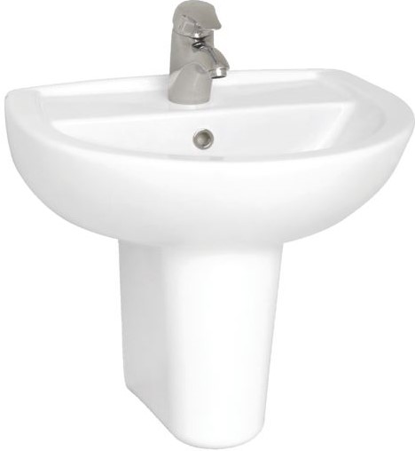 Layton Standard Washbasin With Tap Hole, 55 cm, White