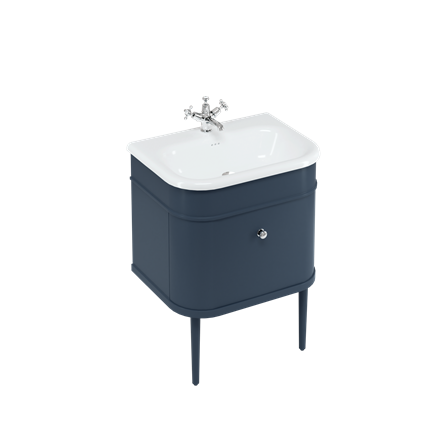 650 Unit with Drawer & Natural Stone Medium Roll Top Basin-Blue