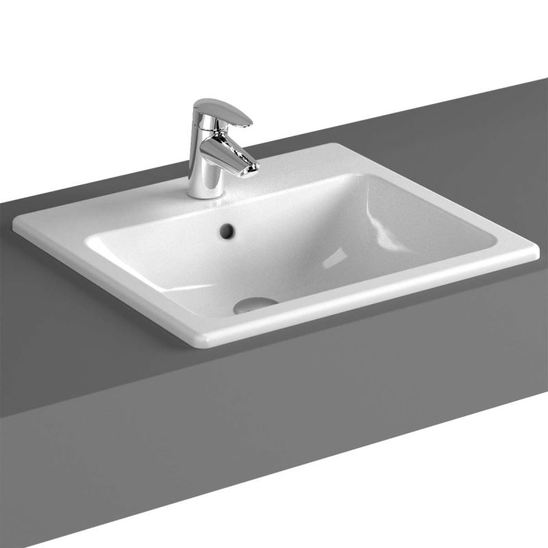 S20 Countertop Washbasin With Tap Hole, With Overflow Hole, 50 cm, White