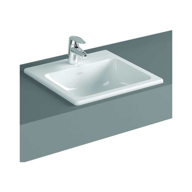 S20 Countertop Washbasin With Tap Hole, With Overflow Hole, 55 cm, White