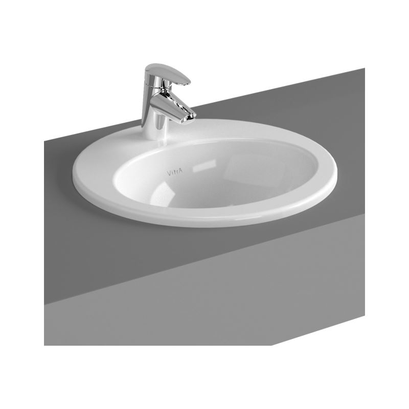S20 Countertop Washbasin With Tap Hole, With Overflow Hole, 43 cm, White