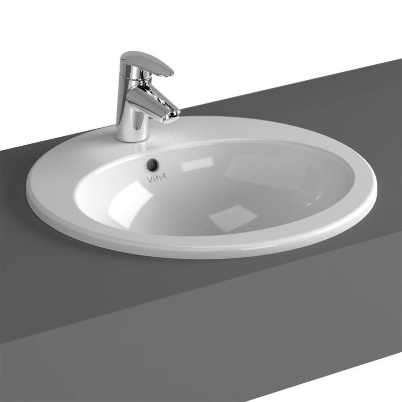 S20 Countertop Washbasin With Tap Hole, With Overflow Hole, 48 cm, White