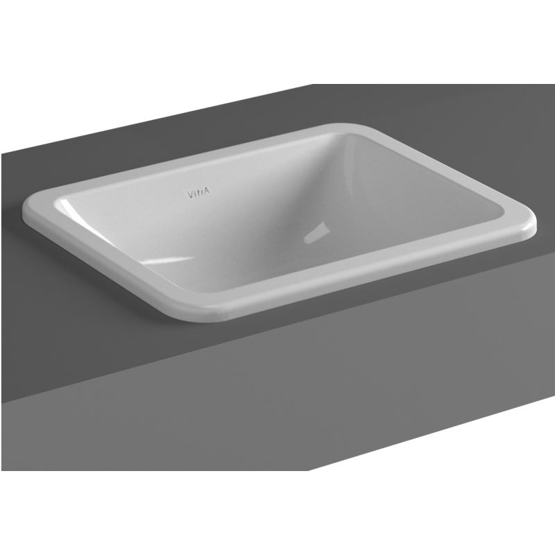 S20 Inset Basin Without Tap Hole, With Overflow Hole, 45 cm, White