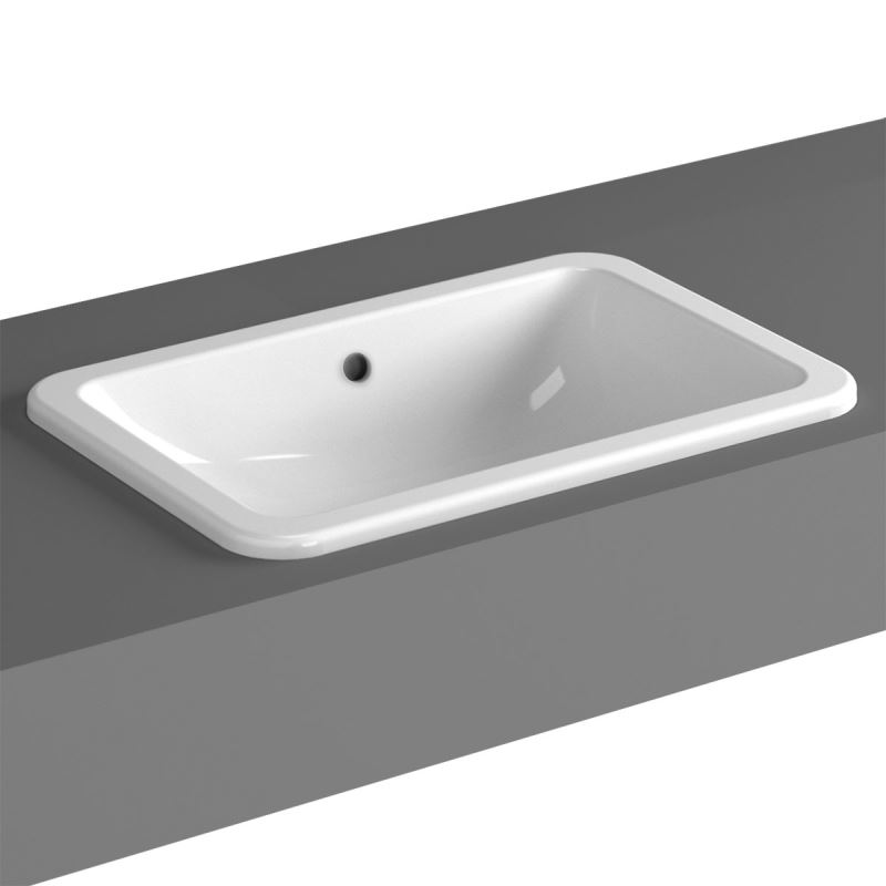 S20 Inset Basin Without Tap Hole, With Overflow Hole, 55 cm, White