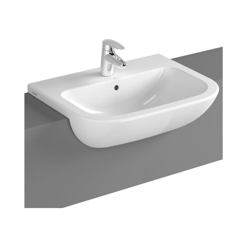 S20 Semi Recessed Washbasin With Tap Hole, With Overflow Hole, 55 cm, White