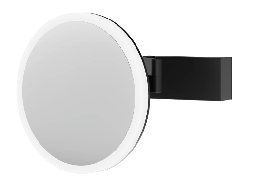 Cirque Illuminated Magnifying Bathroom Mirror Black Ø20cm