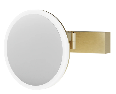 Cirque Illuminated Magnifying Bathroom Mirror Brushed Brass Ø20cm