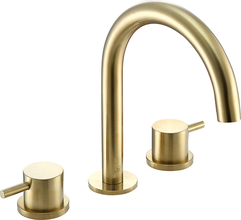 VOS Brushed Brass, 3 Hole Deck Mounted Basin Mixer