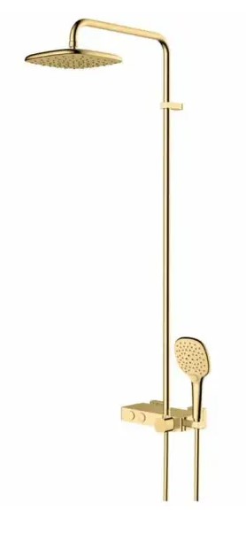 RAK-Petit Square Shower Column in Brush Gold
