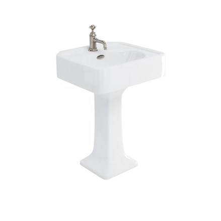 Arcade 600mm Basin with Overflow & Pedestal 1TH