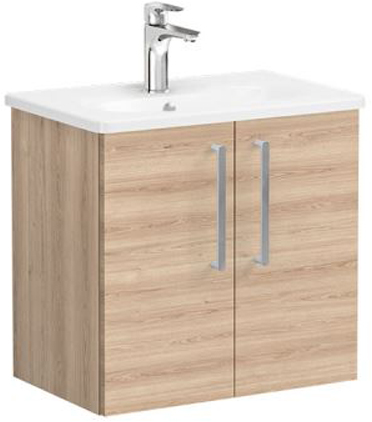 Vitra Root Flat Washbasin Unit with doors, compact, 60cm Natural Oak