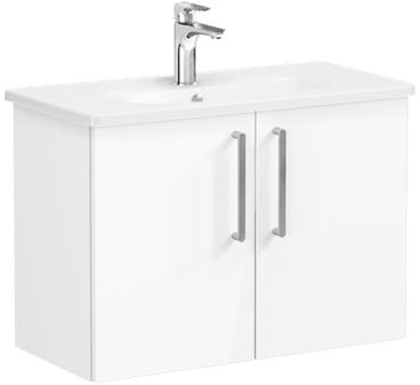 Vitra Root Flat Washbasin Unit 80cm, compact, High Gloss White, with doors