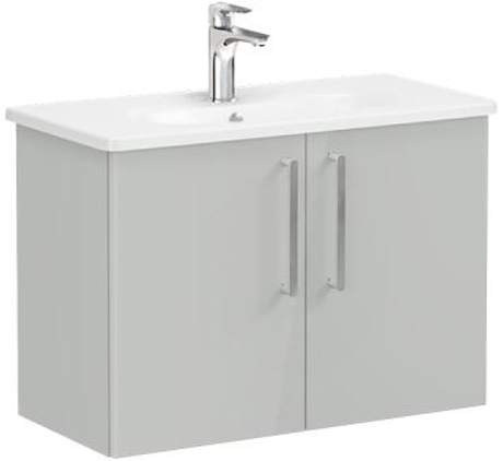 Vitra Root Flat Washbasin Unit with doors, compact, 80cm High Gloss Pearl Grey