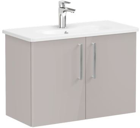 Vitra Root Flat Washbasin Unit with doors, compact, 80cm High Gloss Sahara Beige