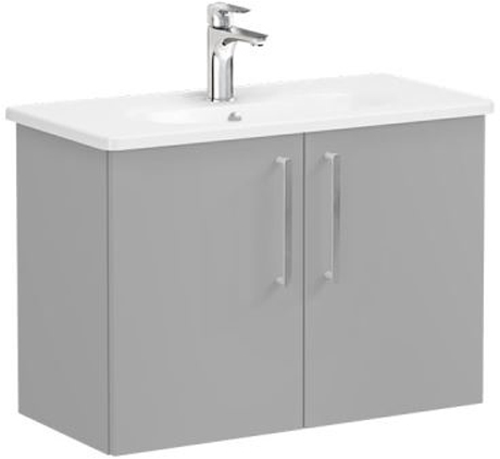 Vitra Root Flat Washbasin Unit with doors, compact, 80cm Matt Rock Grey