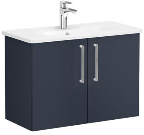 Vitra Root Flat Washbasin Unit with doors, compact, 80cm Matt Dark Blue