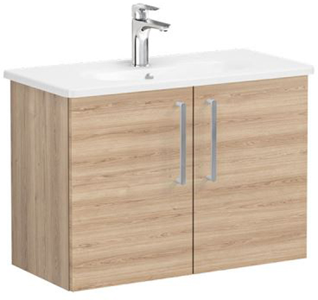 Vitra Root Flat Washbasin Unit with doors, compact, 80cm Natural Oak
