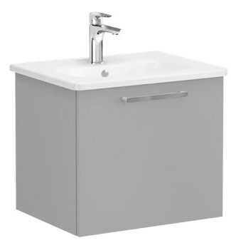 Root Flat Washbasin Unit 60cm, Matt Rock Grey, with drawer