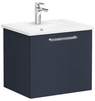 Root Flat Washbasin Unit 60cm, Matt Dark Blue, with drawer