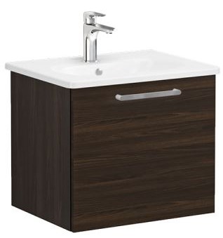 Root Flat Washbasin Unit 60cm, Walnut, with drawer