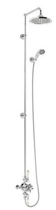 Avon Thermostatic Exposed Shower Valve Dual Outlet,Extended Rigid Riser, Swivel Shower Arm, Handset & Holder with Hose with Rose-with Medici accent and 12" Rose
