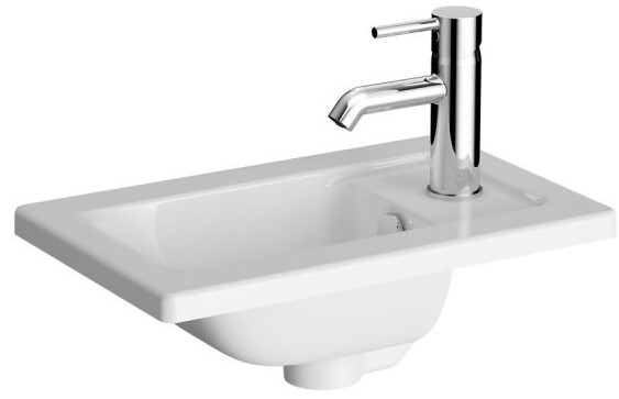 Integra Vanity Basin With overflow hole, One tap hole, with overflow hole, 45 cm, white