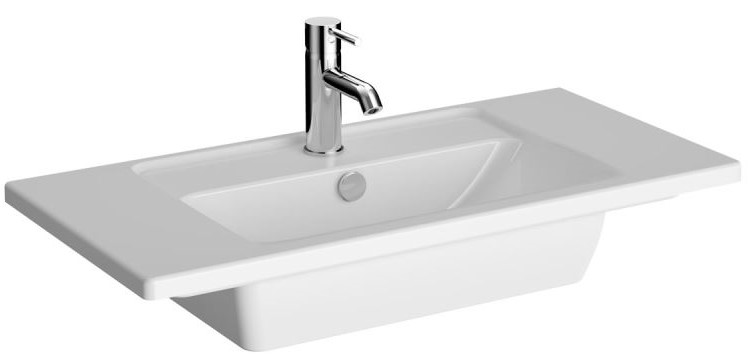 Integra Vanity Basin One tap hole, with overflow hole, compact, 80 cm, white
