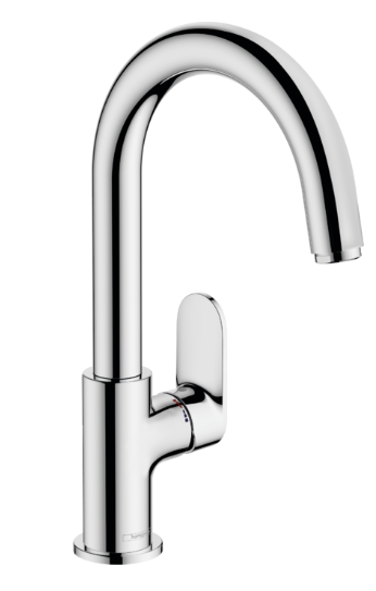 Vernis Blend Single lever basin mixer with swivel spout and pop-up waste set - Chrome