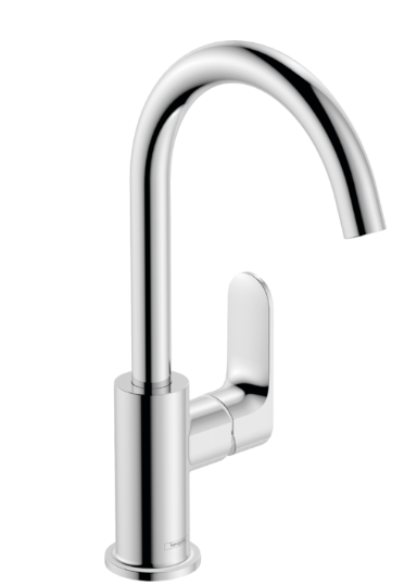 Rebris S Single lever basin mixer 210 with swivel spout and pop-up waste set - Chrome