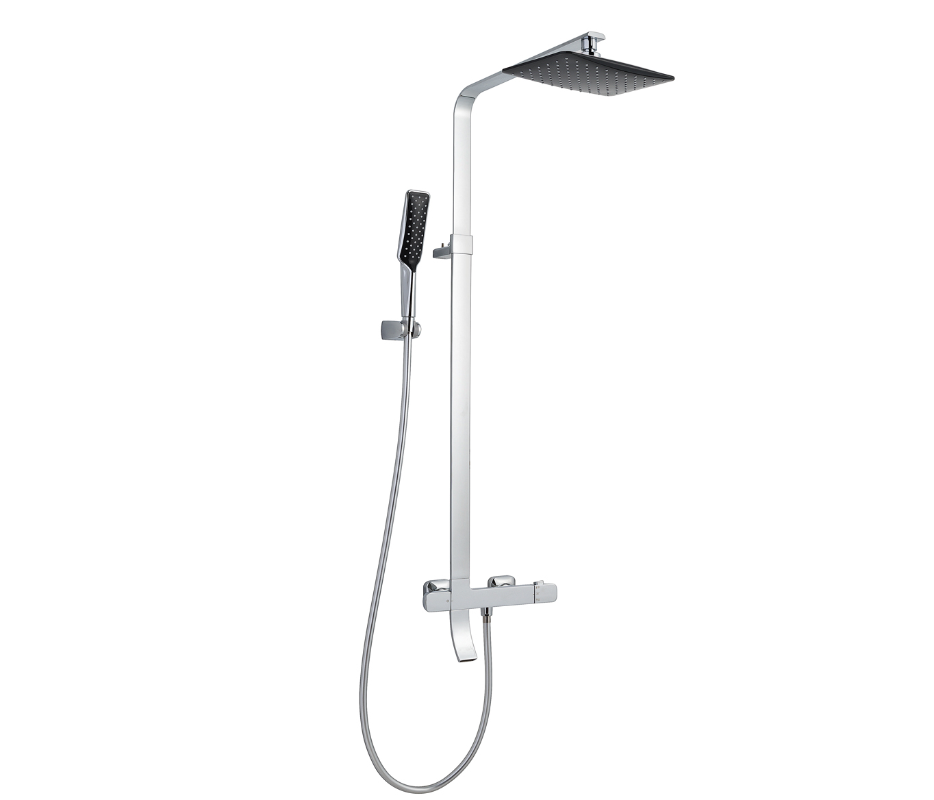 Thermostatic Shower Pole with Handshower and Bath Spout
