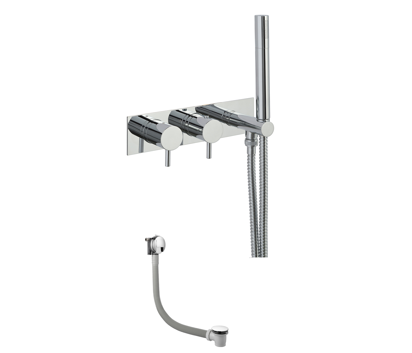 JTP - Round Thermostat with Attached Handshower and Bath Filler