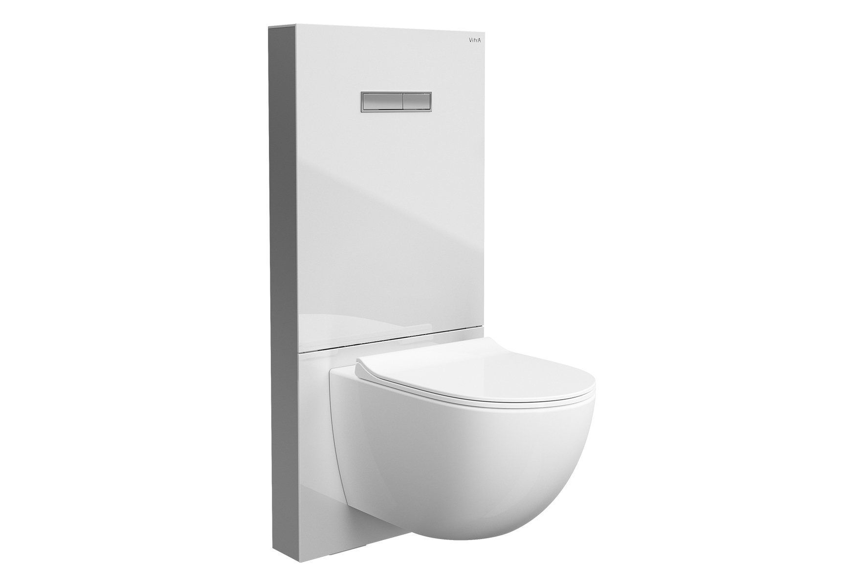 Vitrus Glass Concealed Cistern 3/6 Litres Wall-Hung Frame, White with chrome sides