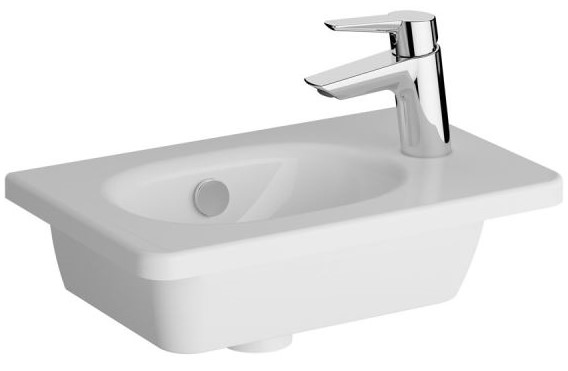 Zentrum Vanity Basin One tap hole, with overflow hole, short-projection, 45 cm, white